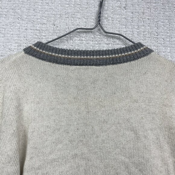 VTG Sunday's Men S Sweater Off-White / Green 3D Knit Wool Blend Canada Made - Picture 14 of 15